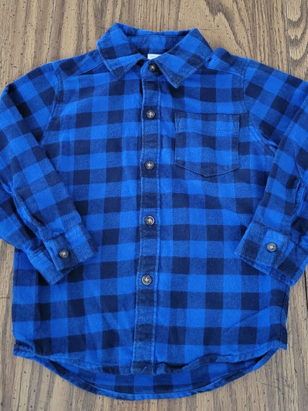 Carter’s Boys 24M Blue Black Buffalo Plaid Flannel Button Up Shirt